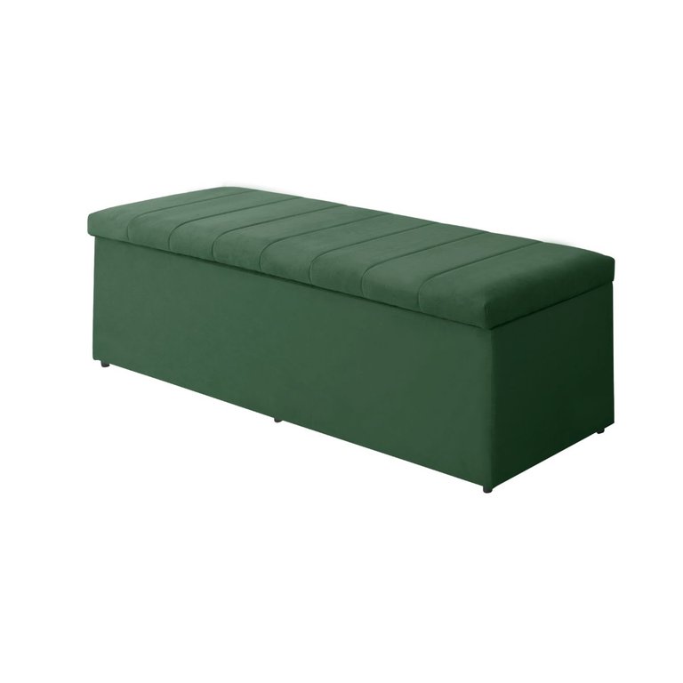 Baú Calçadeira Estofada Vitória 100 Cm Suede Verde Militar