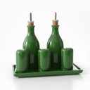 Ver imagem 1 de Galheteiro Gourmet 6 Peças em Cerâmica Elegância e Organização para Sua Mesa Posta,bandeja e Bico do