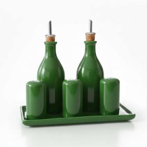 Galheteiro Gourmet 6 Peças em Cerâmica Elegância e Organização para Sua Mesa Posta,bandeja e Bico do