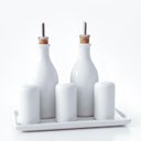 Ver imagem 4 de Galheteiro Gourmet 6 Peças em Cerâmica Elegância e Organização para Sua Mesa Posta,bandeja e Bico do