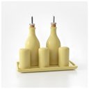 Ver imagem 2 de Galheteiro Gourmet 6 Peças em Cerâmica Elegância e Organização para Sua Mesa Posta,bandeja e Bico do