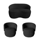 Ver imagem 2 de Kit Namoradeira + 2 Poltronas Decorativa Beatriz Orgânica Couro Preto