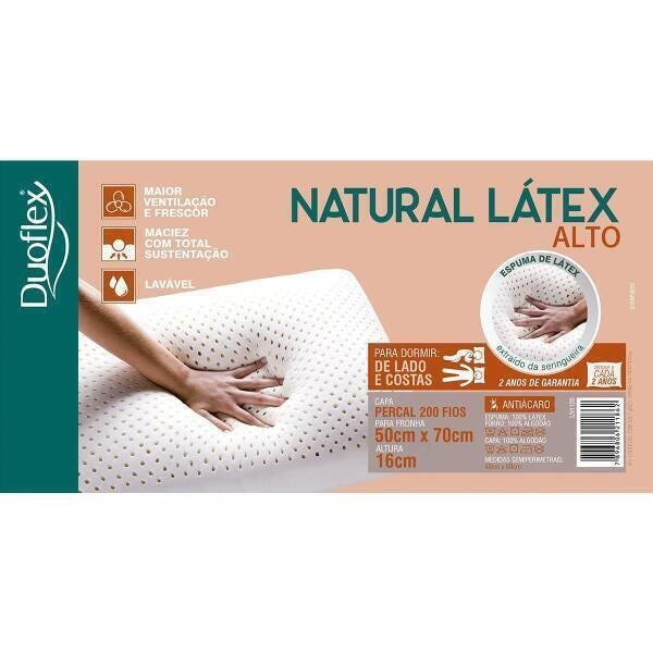 Travesseiro Alto Natural Latex 50X70X16Cm Duoflex - 5
