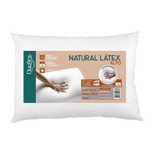 Travesseiro Alto Natural Latex 50X70X16Cm Duoflex