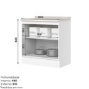 Ver imagem 3 de Balcão 80cm 100% MDF 2 Portas com Tampo Branco HP/Calcare Americana