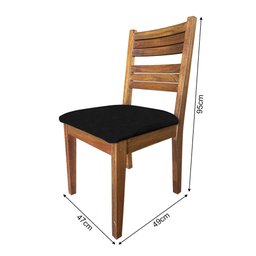 Conjunto de Mesa Madeira Maciça Itália Sala Cozinha com 4 Cadeiras Estofadas Preta 90x90cm - 5