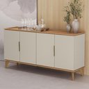 Ver imagem 3 de Buffet Aparador 160cm 4 Portas Pé Madeira Ozzy Canela/off L06 - Mpozenato