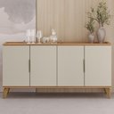 Ver imagem 4 de Buffet Aparador 160cm 4 Portas Pé Madeira Ozzy Canela/off L06 - Mpozenato