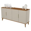 Ver imagem 1 de Buffet Aparador 160cm 4 Portas Pé Madeira Ozzy Canela/off L06 - Mpozenato