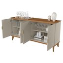 Ver imagem 7 de Buffet Aparador 160cm 4 Portas Pé Madeira Ozzy Canela/off L06 - Mpozenato