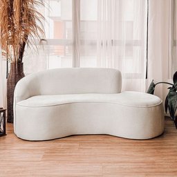 Sofá Curvo 03 Lugares 180cm Braço Direito Eron Bouclê Off White - Nexta Casa - 2