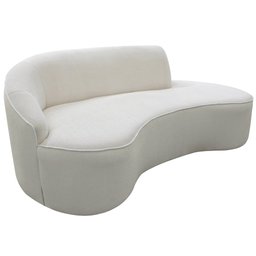 Sofá Curvo 03 Lugares 180cm Braço Direito Eron Bouclê Off White - Nexta Casa - 1
