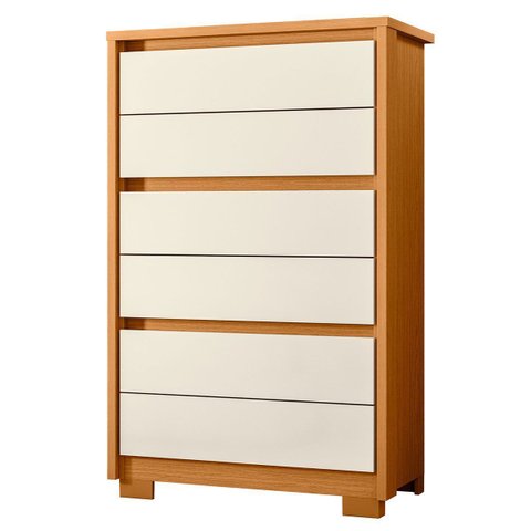 Cômoda para Quarto 6 Gavetas Mdp Duo Cinamomo/off White