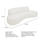 Ver imagem 2 de Sofá Curvo 3 Lugares Orgânico Amsterdã 180cm Bouclé Branco- Mabe Magazine