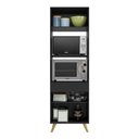 Ver imagem 4 de Paneleiro 2 Portas 63cm para Forno e Microondas Veneza Multimóveis V3679 Preto/dourado