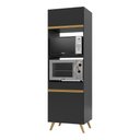 Ver imagem 2 de Paneleiro 2 Portas 63cm para Forno e Microondas Veneza Multimóveis V3679 Preto/dourado
