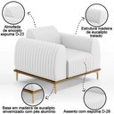 Ver imagem 7 de Poltrona Decorativa Base Gold Molino D06 Pu C-12 Branco