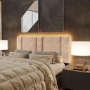 Ver imagem 1 de Cabeceira Queen Estofada com Led - Boucle Bege