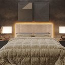 Ver imagem 7 de Cabeceira Cama Box Estofada Casal Queen 1,60 Boucle Bege com LED
