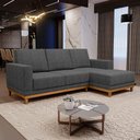 Ver imagem 2 de Sofá Living 200cm 3 Lugares com Chaise Direito Kayrós D05 Linho Chumbo - Mpozenato
