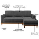 Ver imagem 4 de Sofá Living 200cm 3 Lugares com Chaise Direito Kayrós D05 Linho Chumbo - Mpozenato