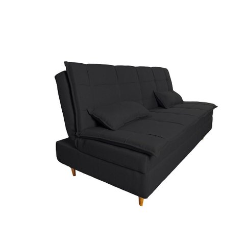 Sofá Cama 3 Lugares 197cm Soho Suede Preto Herrero Decor