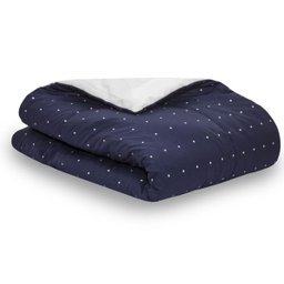 Edredom Para Berço E Mini Cama Tecido 100% Algodão Percal 150 Fios Moderninhos - Poá Marinho - 1