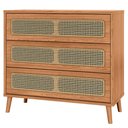 Ver imagem 1 de Cômoda para Quarto 3 Gavetas com Palha 105cm Pés Retrô Arnoni D03 Freijó - Lyam Decor