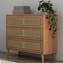 Ver imagem 4 de Cômoda para Quarto 3 Gavetas com Palha 105cm Pés Retrô Arnoni D03 Freijó - Lyam Decor