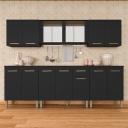 Cozinha Modulada 13 Portas 6 Peças Tieli Preto - Móveis Arapongas Preto Fosco - 2