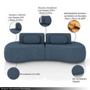 Ver imagem 3 de Sofá Sala de Estar Modulado França 240cm Encosto Articulável com Almofadas Linho Azul G45 - Gran Bel