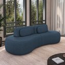 Ver imagem 1 de Sofá Sala de Estar Modulado França 240cm Encosto Articulável com Almofadas Linho Azul G45 - Gran Bel