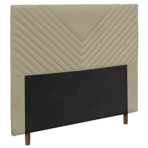 Cabeceira Cama Box Solteiro Viena 90cm Veludo Bege - Abmaza
