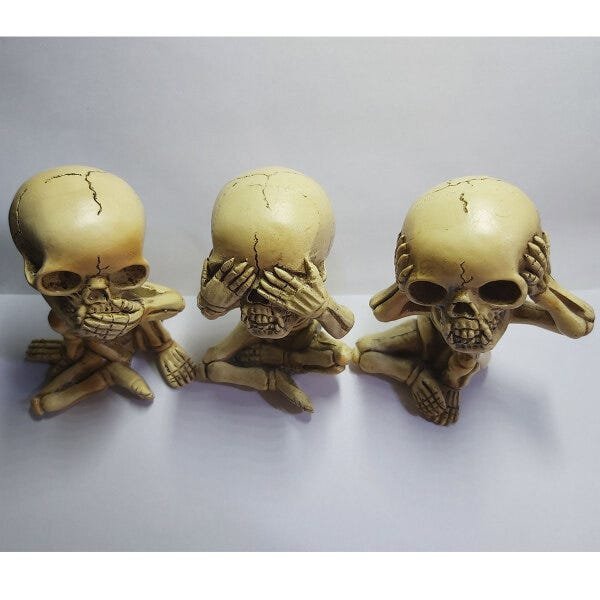 Enfeite Decorativo Trio De Caveira Criativo Skull Esqueleto Resina Decoração - 5