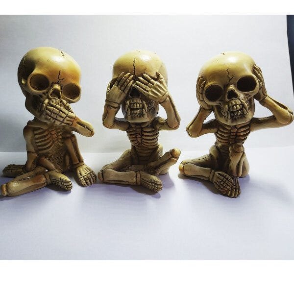 Enfeite Decorativo Trio De Caveira Criativo Skull Esqueleto Resina Decoração - 6