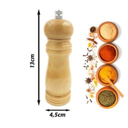 Moedor Pimenta Sal Especiarias Pequeno Compacto Madeira Cerâmica 13x4,5cm - 4