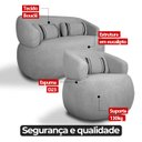 Ver imagem 5 de Namoradeira e 2 Poltronas Orgânica Chloe Boucle Cinza com Almofada Plumante - Arkell