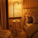 Ver imagem 2 de Mesa de Cabeceira com Luminária de Canto Decorativa Pés de Ferro Curvada