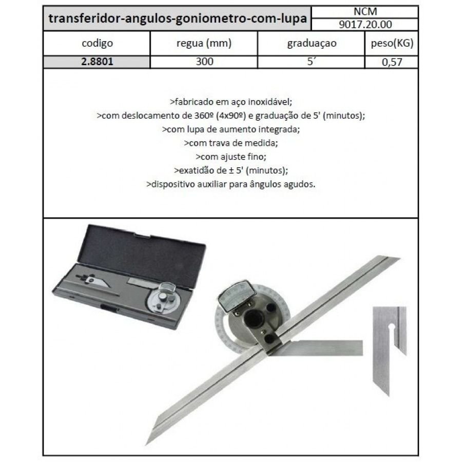 Transferidor Ângulos Goniômetro com Lupa - Jg Tools - 3