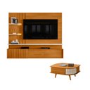 Ver imagem 1 de Estante Home Theater Suspenso Atena com Mesa de Centro Indianápolis Cinamomo Off White – Madetec