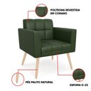Ver imagem 3 de Poltrona Sala Decorativa Kit 2 Elisa Pé Palito Natural Sintético Pu Verde D03 - D’Rossi