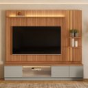 Ver imagem 1 de Estante para TV Modular até 75 Polegadas Iluminação em LED MDF 222CMX245CM Magnum Marrom