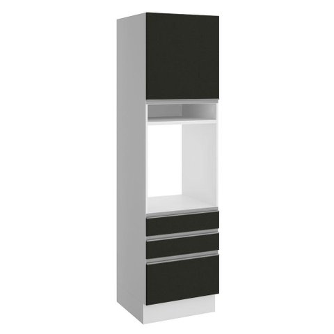 Torre Quente Madesa Glamy 1 Porta 3 Gavetas Branco Preto