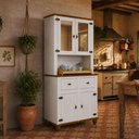 Ver imagem 4 de Armário de Cozinha Provençal 4 Portas 2 Gavetas 91cm Alegra S05 Off White Nogueira - Lyam Decor