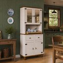 Ver imagem 3 de Armário de Cozinha Provençal 4 Portas 2 Gavetas 91cm Alegra S05 Off White Nogueira - Lyam Decor