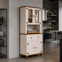 Ver imagem 1 de Armário de Cozinha Provençal 4 Portas 2 Gavetas 91cm Alegra S05 Off White Nogueira - Lyam Decor