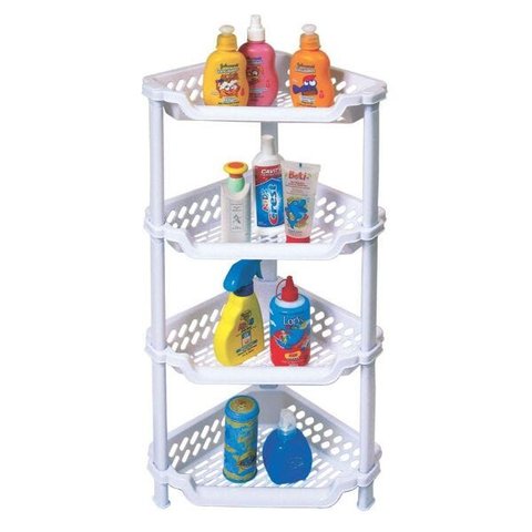 Cesto Porta Shampoo Cantoneira 4 Bandejas Branco