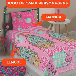 Jogo de Cama Solteiro Barbie 2 Peças Lepper 100% Poliéster - 3