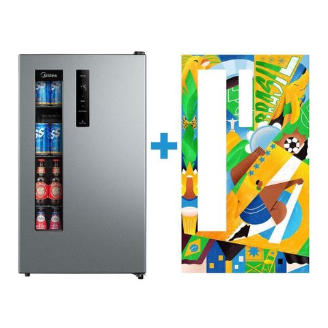 Kit Cervejeira Frost Free 82L com Ímã Painel Touch LED Prata Midea 110V