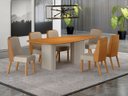 Ver imagem 1 de Conjunto Jantar 6 Cadeiras Maciça 1,80x90 Iza - Arbo Design - Off White -linho Palha